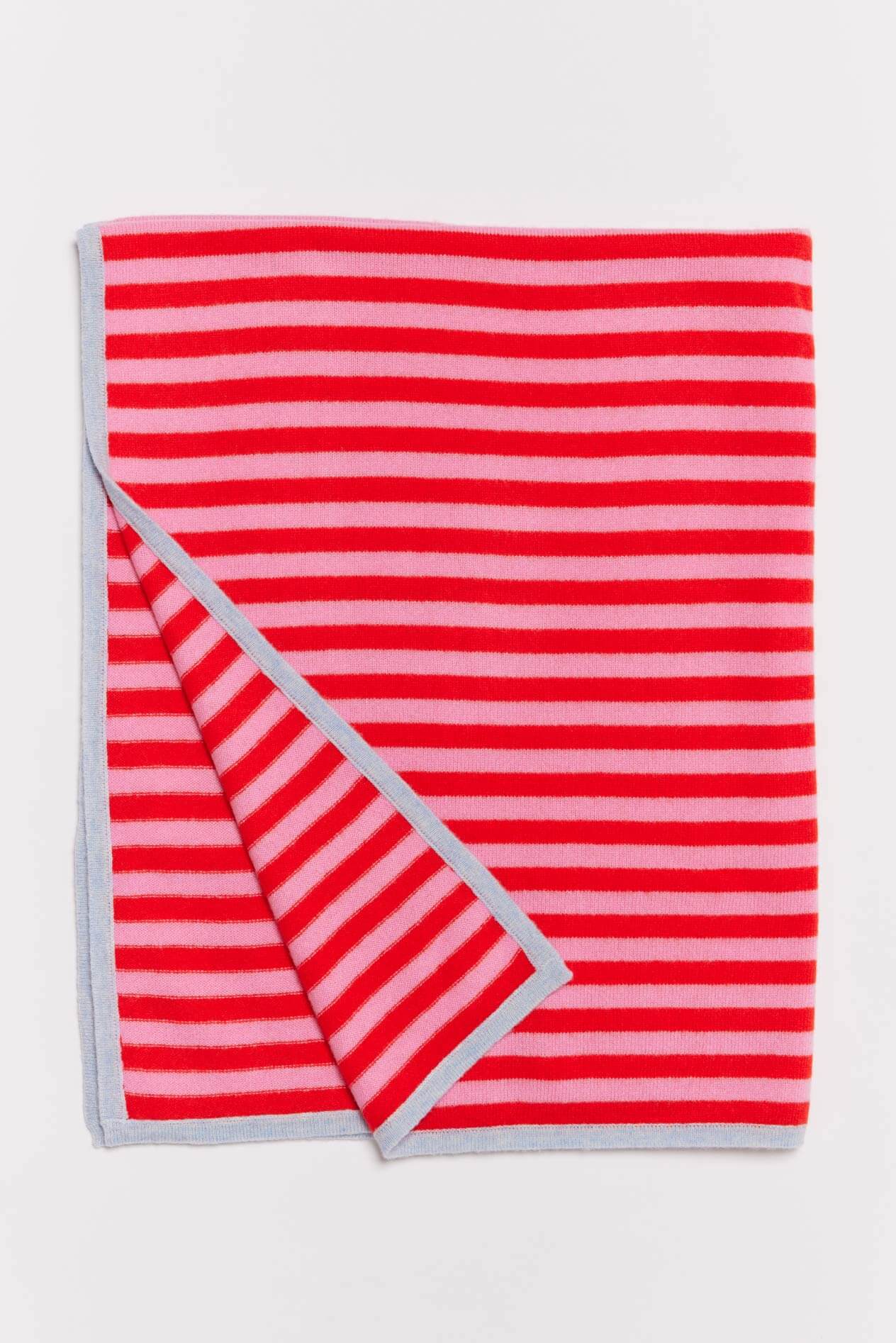 Baby Cashmere Blanket in Water, Pink Red Stripe
