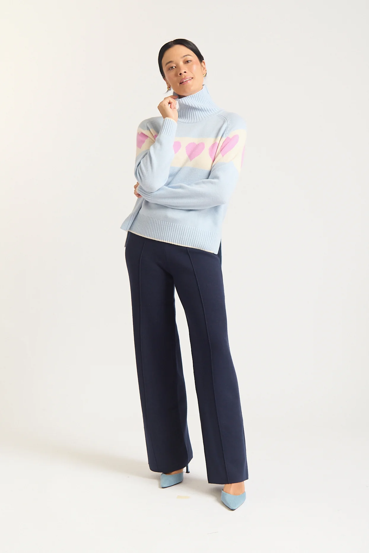 Bailey Merino Cashmere Sweater In Sky - Image 2