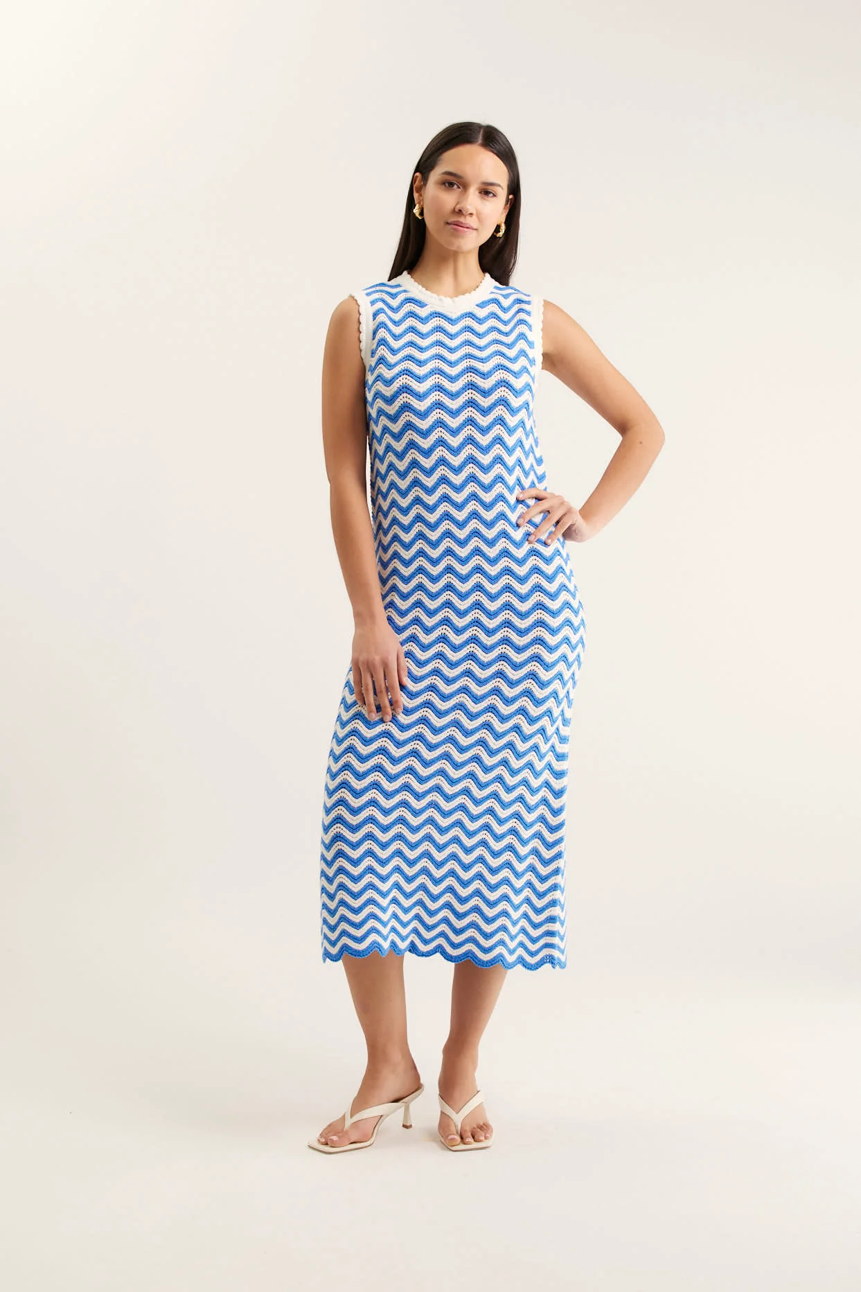 Riva Dress In Cornflower/White